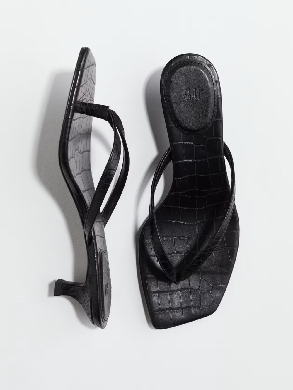 H&M Black Croc Kitten Heel